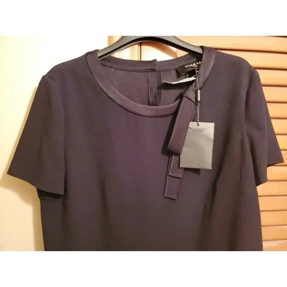 PAULE KA Black Short Sleeve Top Satin Trim Satin